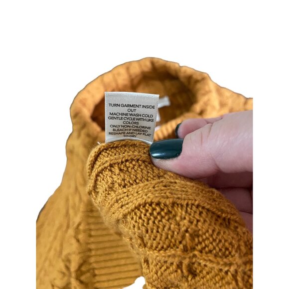Christopher & Banks Cableknit Turtleneck Sweater Mustard Size XL NWT Soft Cozy - Picture 3 of 12